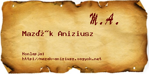 Mazák Aniziusz névjegykártya